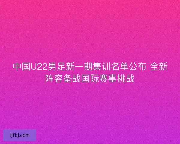 中国U22男足新一期集训名单公布 全新阵容备战国际赛事挑战