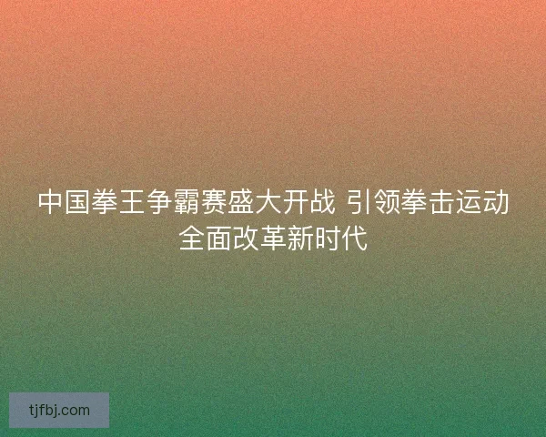 中国拳王争霸赛盛大开战 引领拳击运动全面改革新时代